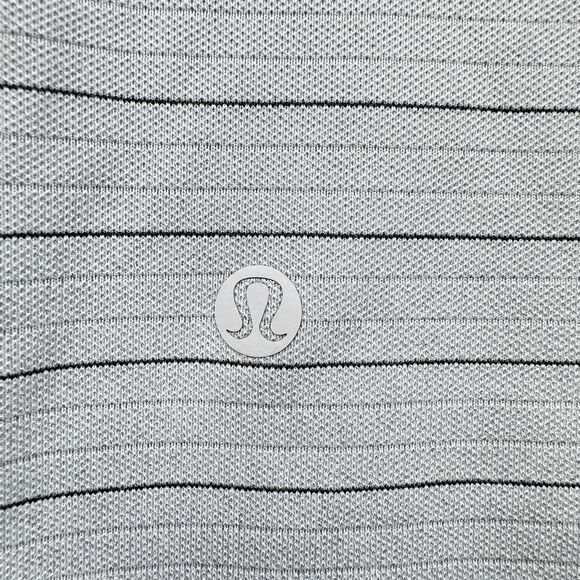 Lululemon Polo Shirt Men L Gray Stripe Evolution Performance Golf Short Sleeve - Picture 10 of 12